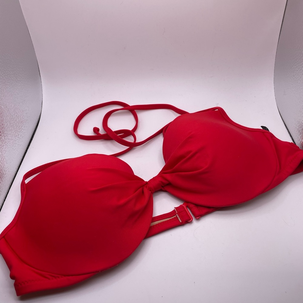 J.Crew 1993 Women's Swim Bikini Top Coral Red Sz 36B Underwire
